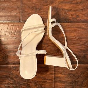 white straps heels